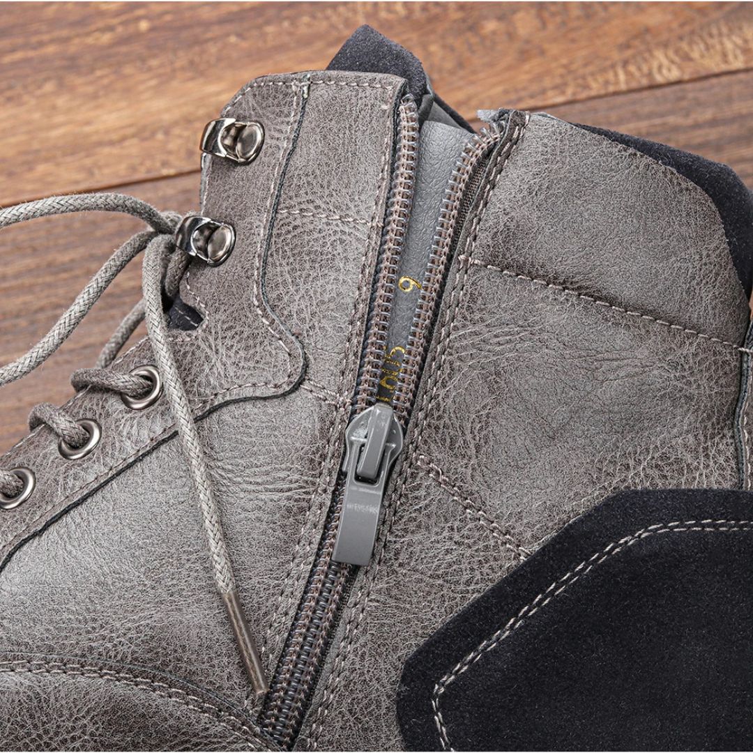 Handmade Vintage Leather Boots Wagner – Classic Zip-Up Design-Grey-6.5-State of Style