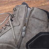 Handmade Vintage Leather Boots Wagner – Classic Zip-Up Design-Grey-6.5-State of Style