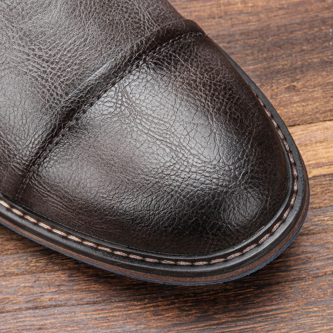 Handmade Vintage Leather Boots Wagner – Classic Zip-Up Design-Grey-6.5-State of Style