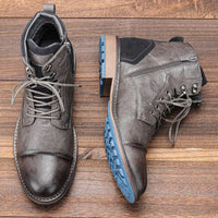 Handmade Vintage Leather Boots Wagner – Classic Zip-Up Design-Grey-6.5-State of Style