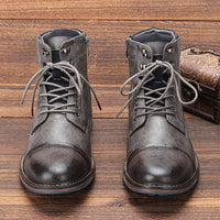 Handmade Vintage Leather Boots Wagner – Classic Zip-Up Design-Grey-6.5-State of Style
