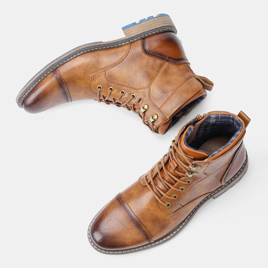 Handmade Vintage Leather Boots Wagner – Classic Zip-Up Design-Grey-6.5-State of Style
