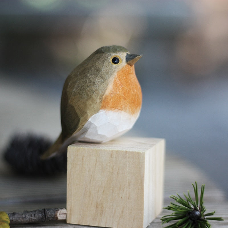 Handmade Wooden Birds - AuriBirds-Redbreast-State of Style