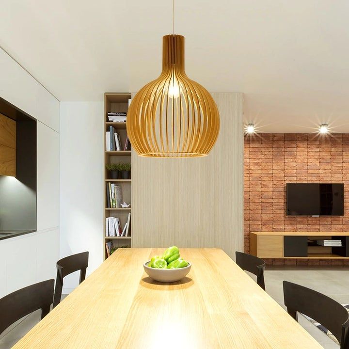 Handmade Wooden Pendant Lamp - RustikAura-Classic wood-23 cm-State of Style