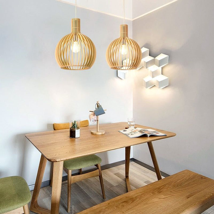 Handmade Wooden Pendant Lamp - RustikAura-Classic wood-23 cm-State of Style