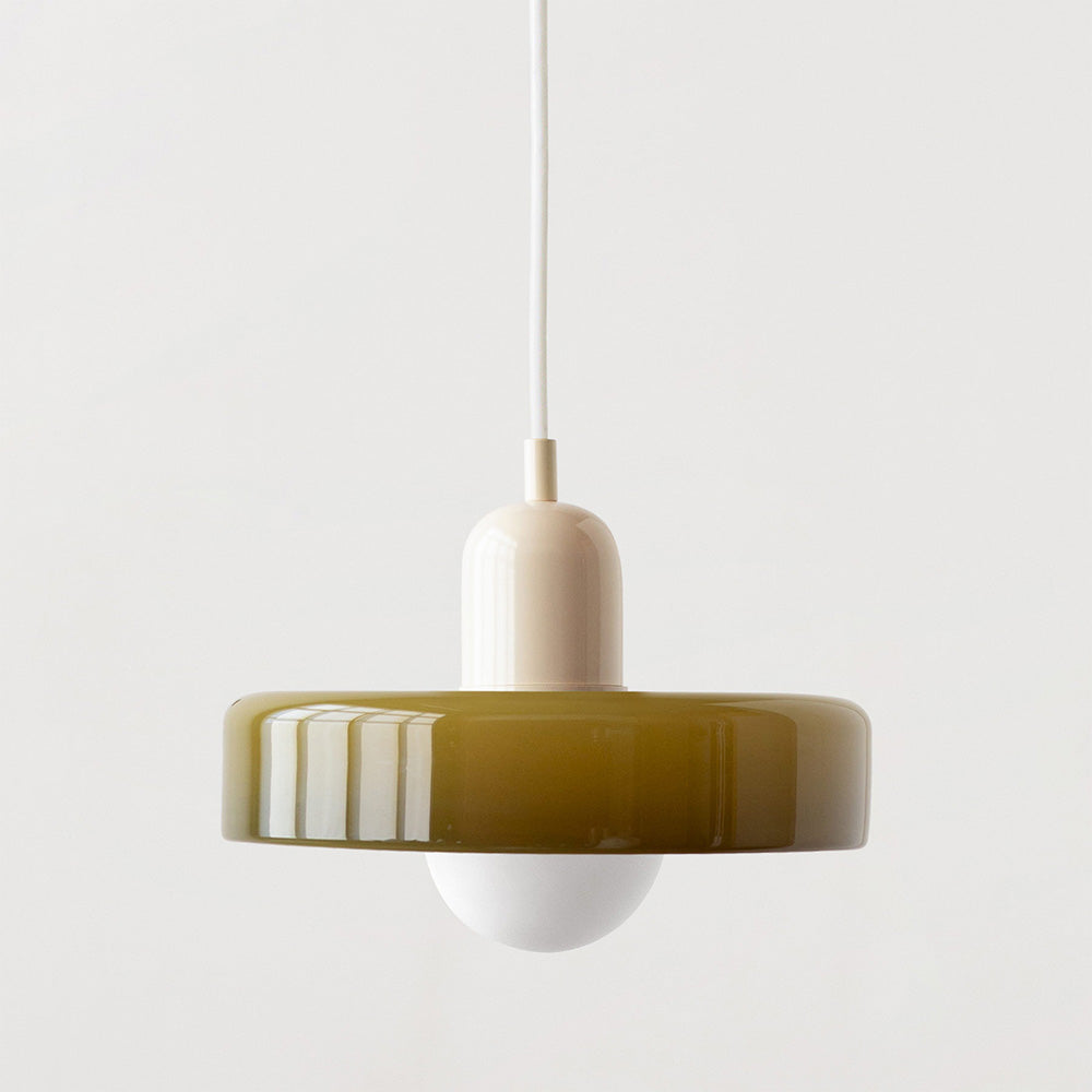 Hanging Lamp of Coloured Glass - BauLume-Green-Beige-25 x 18 cm-State of Style