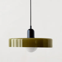 Hanging Lamp of Coloured Glass - BauLume-Green-Black-25 x 18 cm-State of Style
