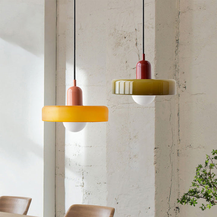 Hanging Lamp of Coloured Glass - BauLume-Green-Pink-25 x 18 cm-State of Style