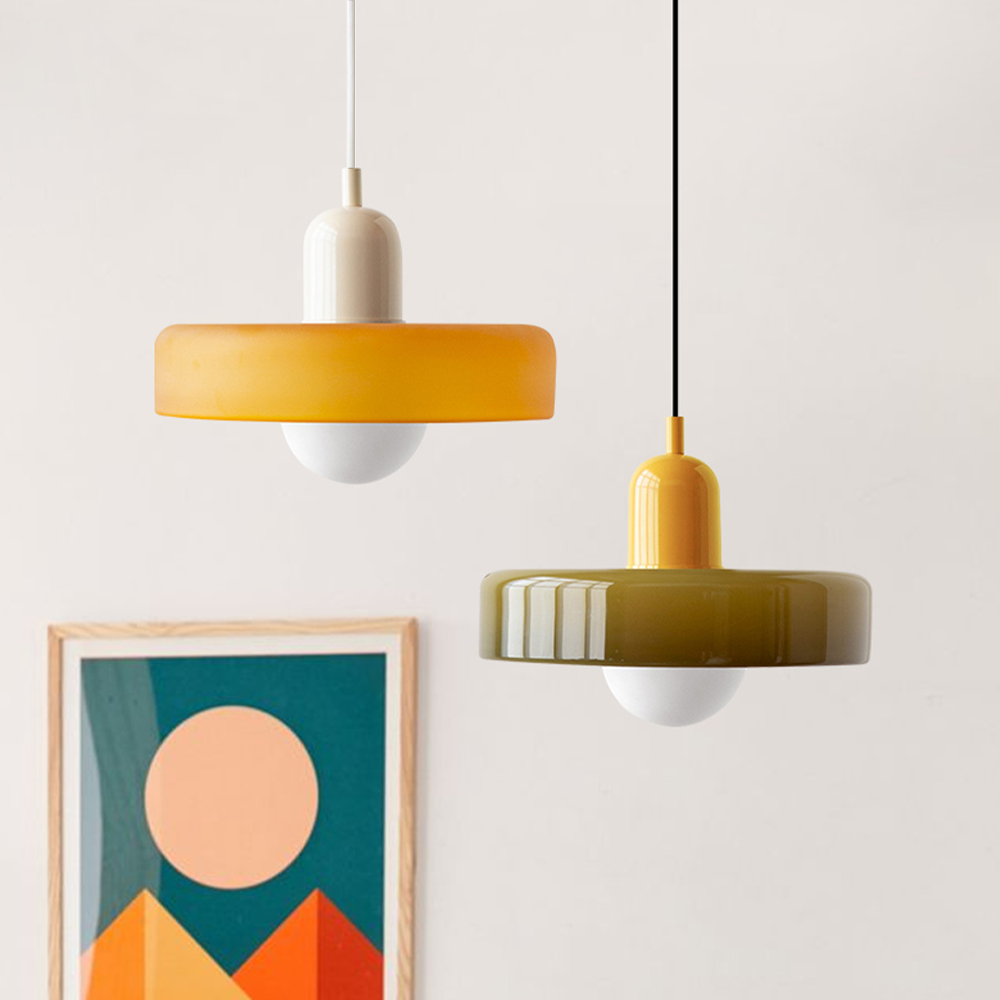 Hanging Lamp of Coloured Glass - BauLume-Green-Red-25 x 18 cm-State of Style
