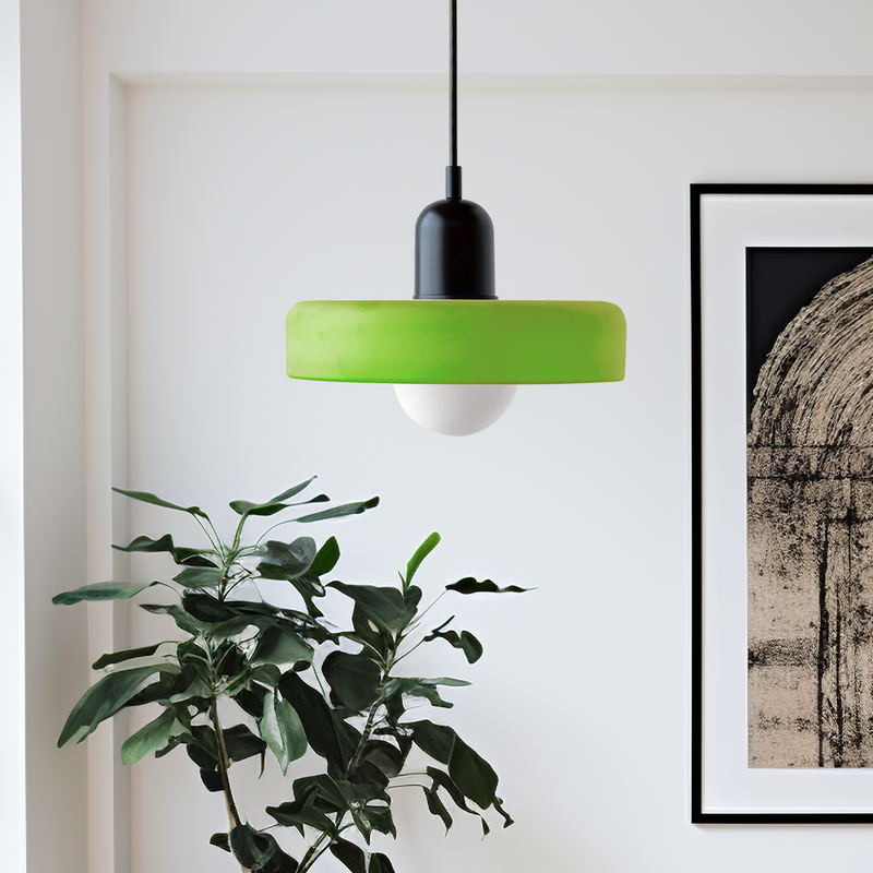 Hanging Lamp of Coloured Glass - BauLume-Icy Green-Black-25 x 18 cm-State of Style