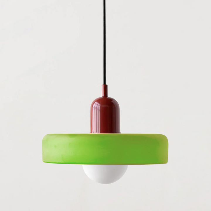 Hanging Lamp of Coloured Glass - BauLume-Icy Green-Red-25 x 18 cm-State of Style