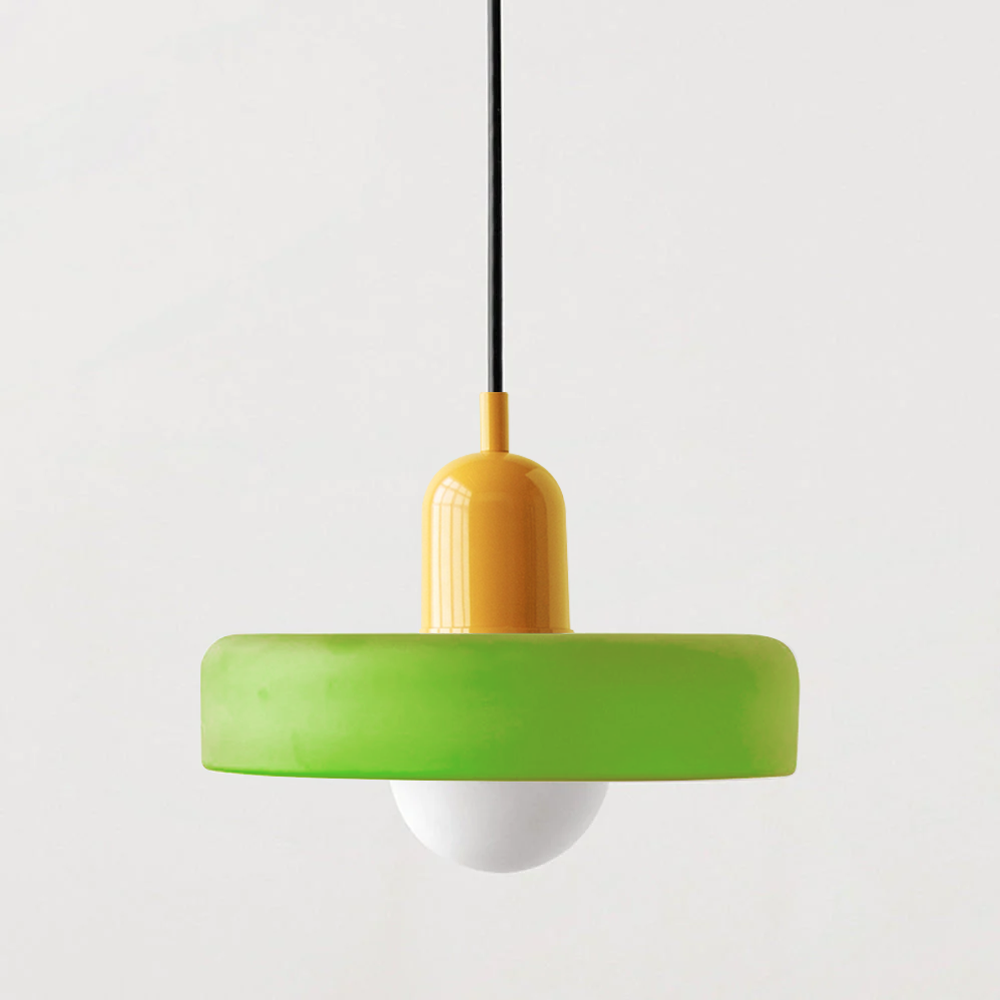 Hanging Lamp of Coloured Glass - BauLume-Icy Green-Yellow-25 x 18 cm-State of Style