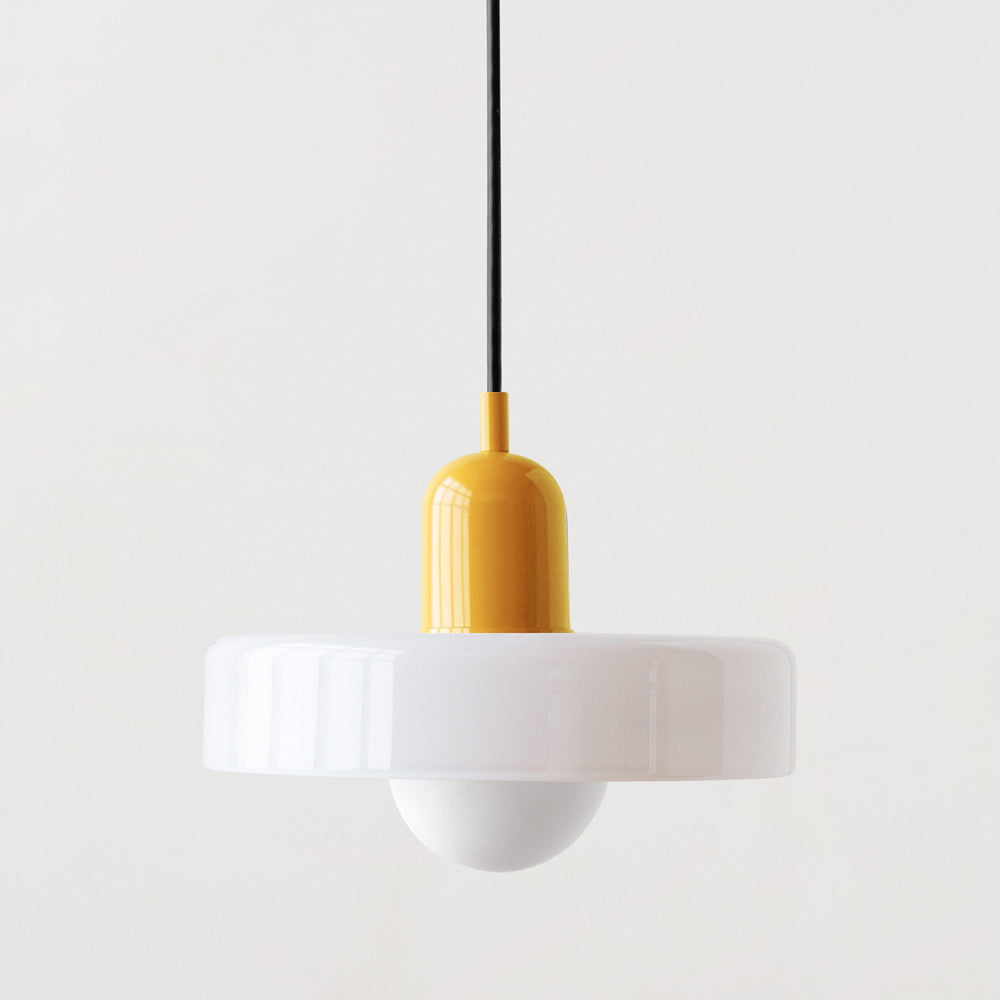 Hanging Lamp of Coloured Glass - BauLume-White-Yellow-25 x 18 cm-State of Style