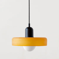Hanging Lamp of Coloured Glass - BauLume-Yellow-Black-25 x 18 cm-State of Style