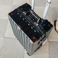 Hard shell suitcase with aluminium frame – Vilnius-Blue-S (42 L)-State of Style