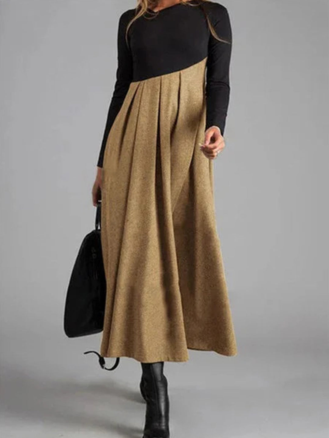 Harmony Dress with Colourful Style – Elina-Khaki-XS-State of Style