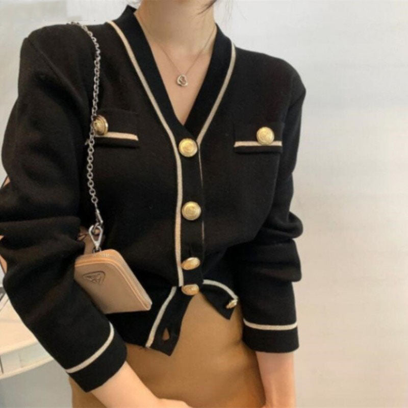 HattiesVest | Women's Soft Knit V-Neck Cardigan-Black-One size fits all-State of Style