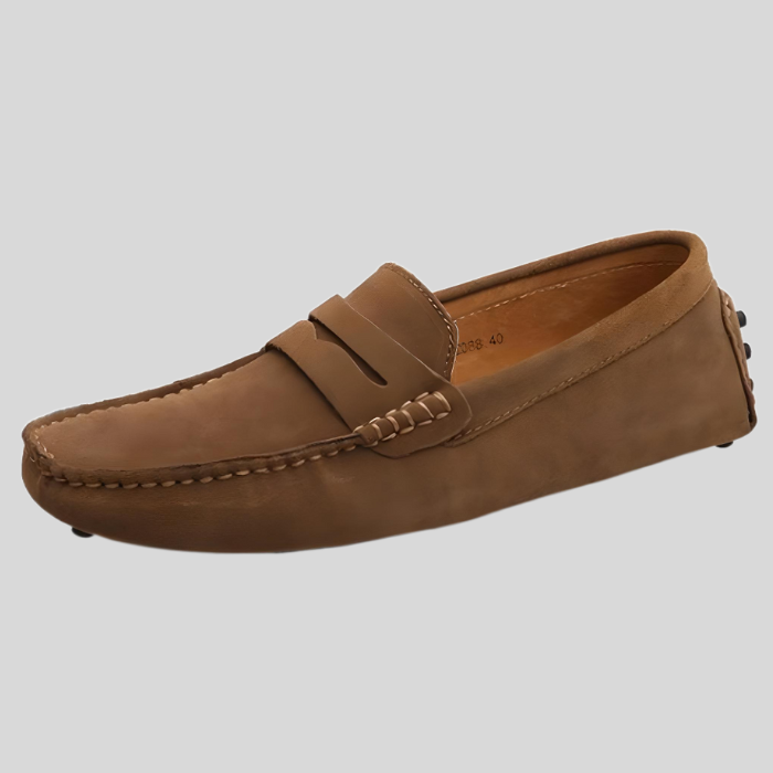 Hayley – Classic Suede Slip-On Shoes with a Comfortable Fit-Khaki Colour-6.5-State of Style