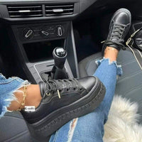 HayleySneakers | Women's Trendy Platform Sneakers-Black-5.0-State of Style