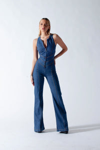 Heart-shaped backless denim jumpsuit for women - Sakura-Blue-XS-State of Style