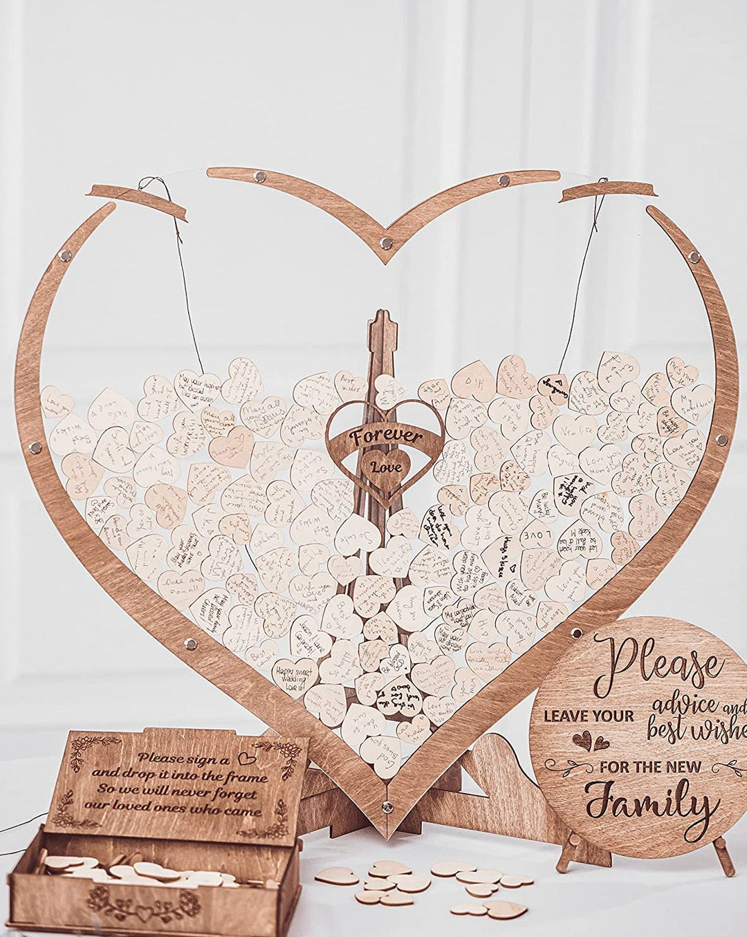Heart-shaped Wooden Guestbook – Memoro-60 Hearts-State of Style