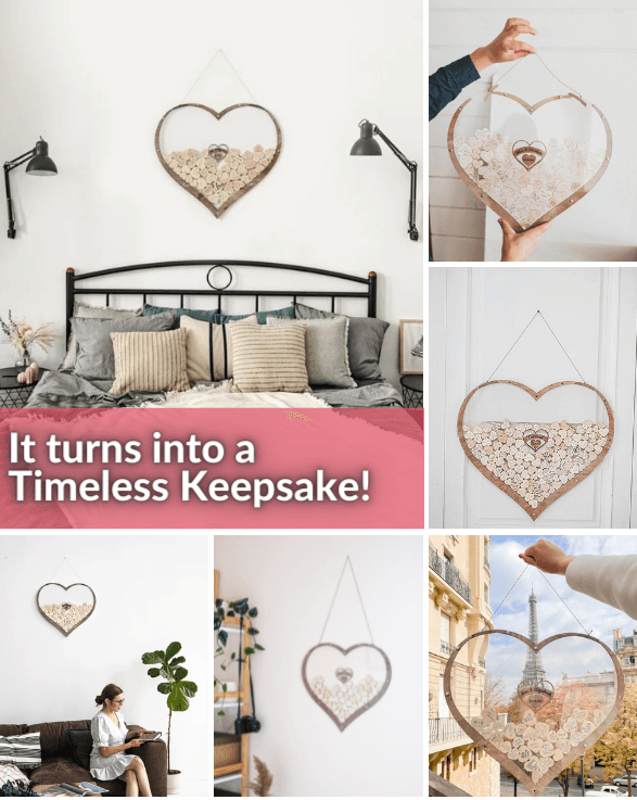 Heart-shaped Wooden Guestbook – Memoro-60 Hearts-State of Style