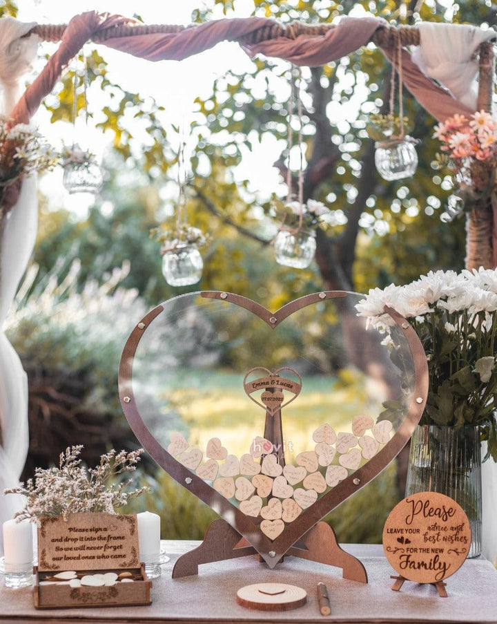 Heart-shaped Wooden Guestbook – Memoro-60 Hearts-State of Style