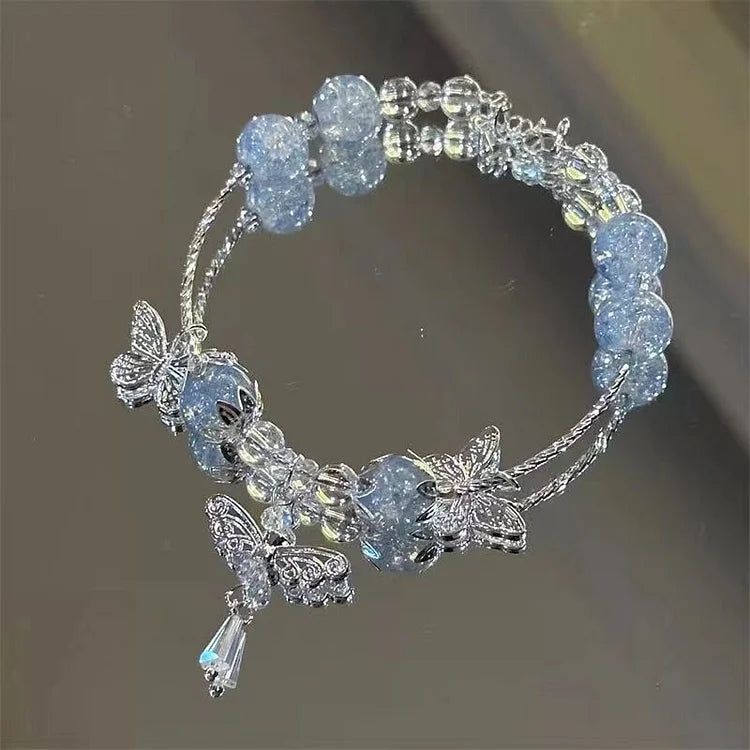 Heavenly Blue Butterfly Bracelet with Floral Pattern - Lilac-State of Style
