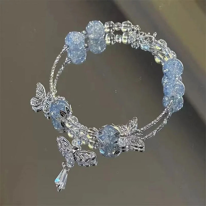 Heavenly Blue Butterfly Bracelet with Floral Pattern - Lilac-State of Style