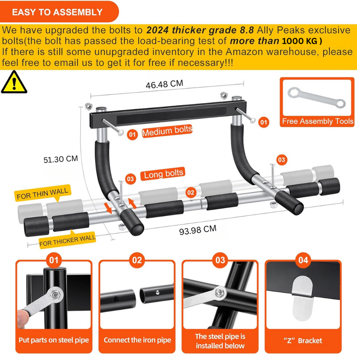 Heavy Duty Pull-up Bar for Door Frame – Maximum 200 Kg Capacity-Black-State of Style
