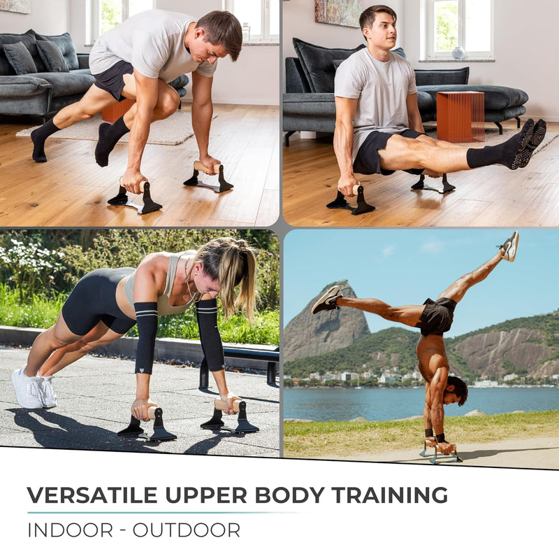 Heavy Wooden Push-Up Handles - Non-slip Parallettes Bars-State of Style