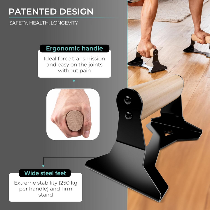 Heavy Wooden Push-Up Handles - Non-slip Parallettes Bars-State of Style
