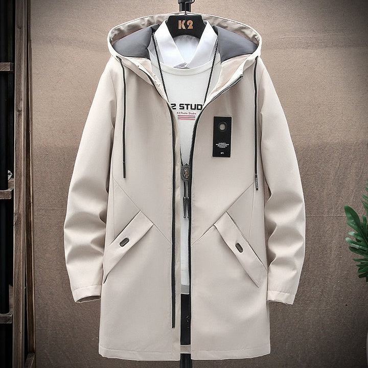 HenkjansJacket | Men's Stylish Longline Jacket-Khaki-S-State of Style
