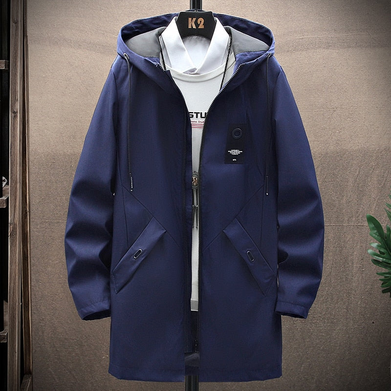 HenkjansJacket | Men's Stylish Longline Jacket-Navy Blue-S-State of Style