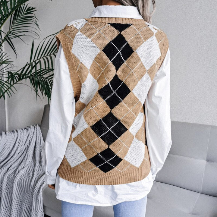 HenniesShirt | Women's Stylish Checkered Sweater-Blue-S-State of Style