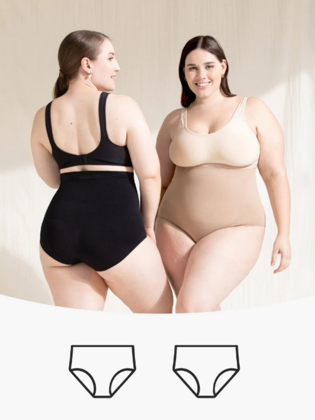 HerPanty | Women's Shaping & Supportive Underwear-Black + Beige free-S-State of Style