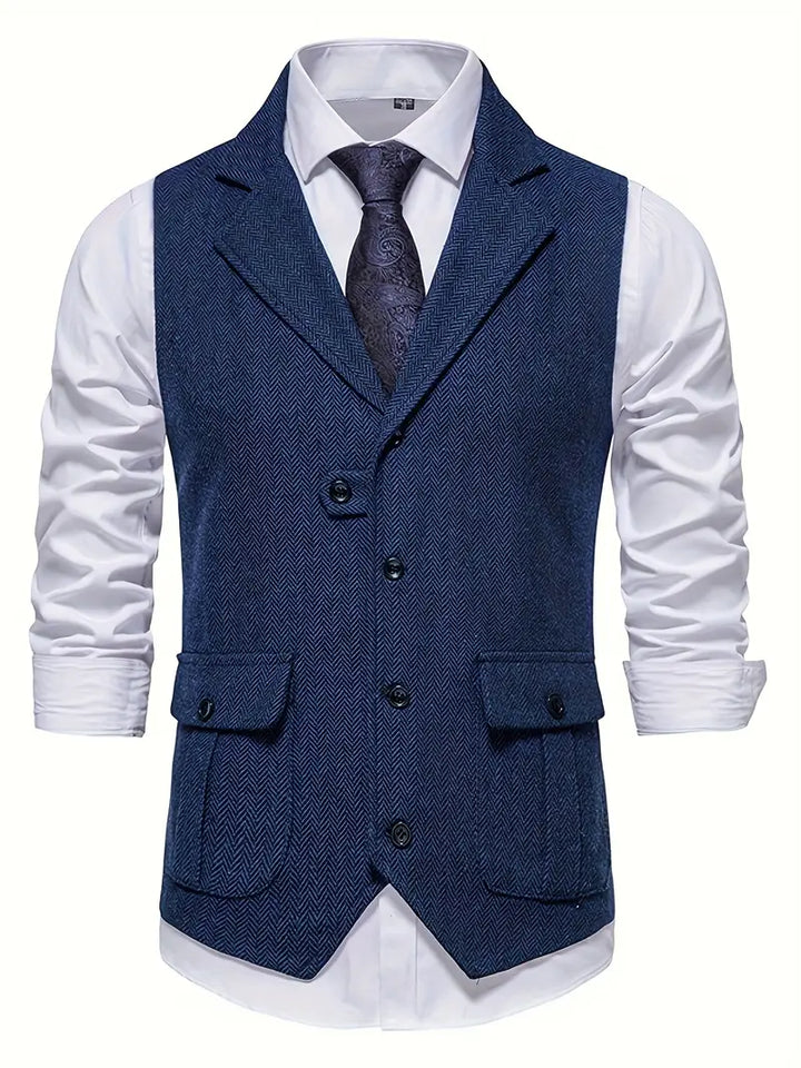 Herringbone Blazer for Men - Niklas-Navy Blue-S-State of Style