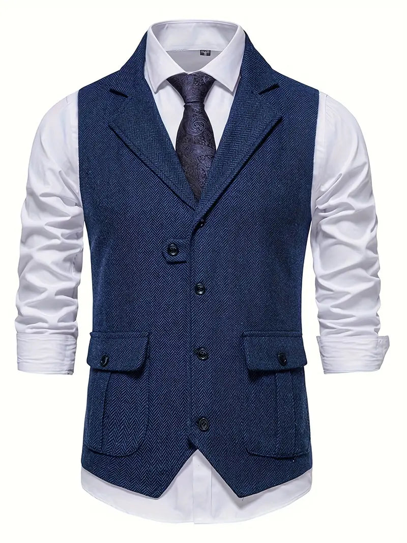 Herringbone Blazer for Men - Niklas-Navy Blue-S-State of Style