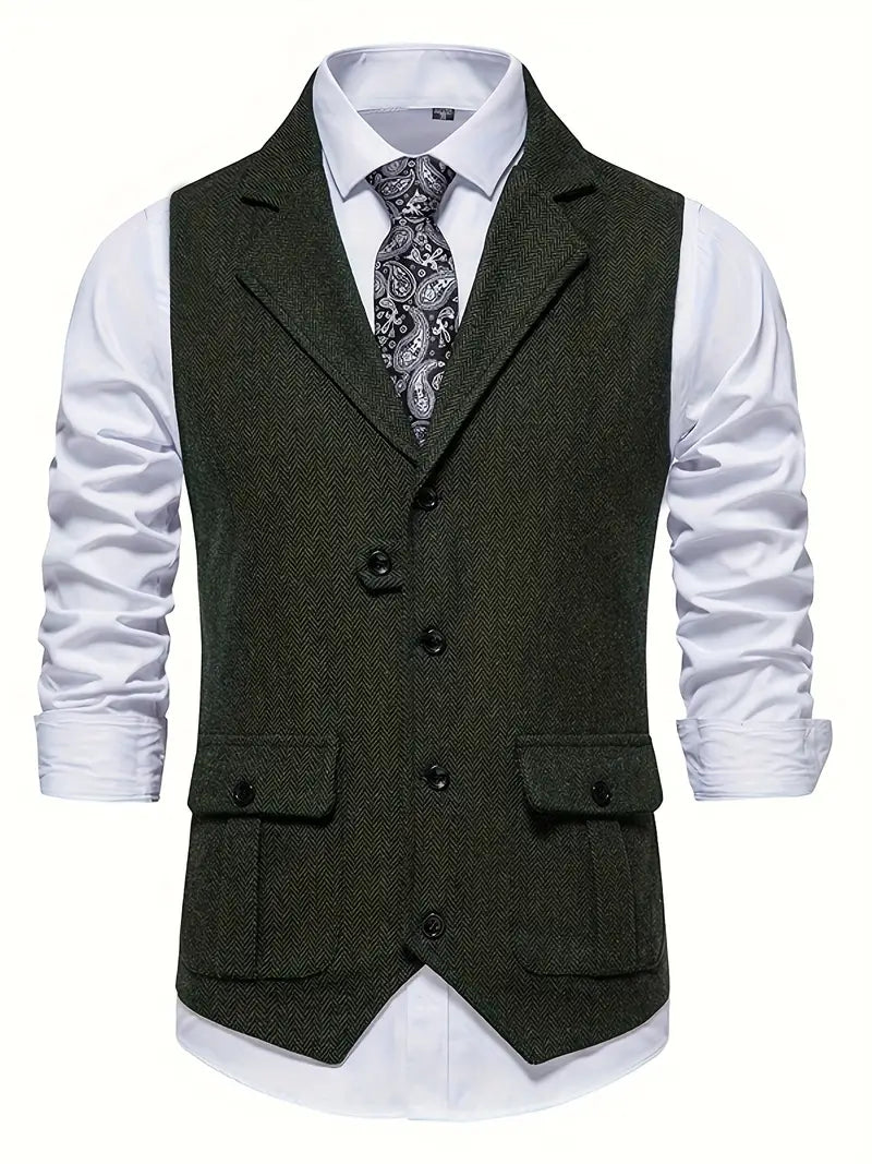 Herringbone Blazer for Men - Niklas-Olive Green-S-State of Style