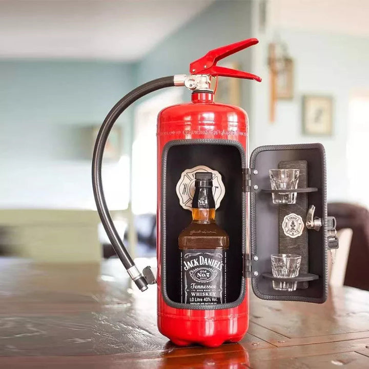 Hidden bottle storage in the shape of a fire extinguisher – BlazeVault-Red-State of Style