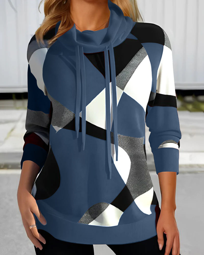 High Collar Sweater – Lorina-Blue-S-State of Style