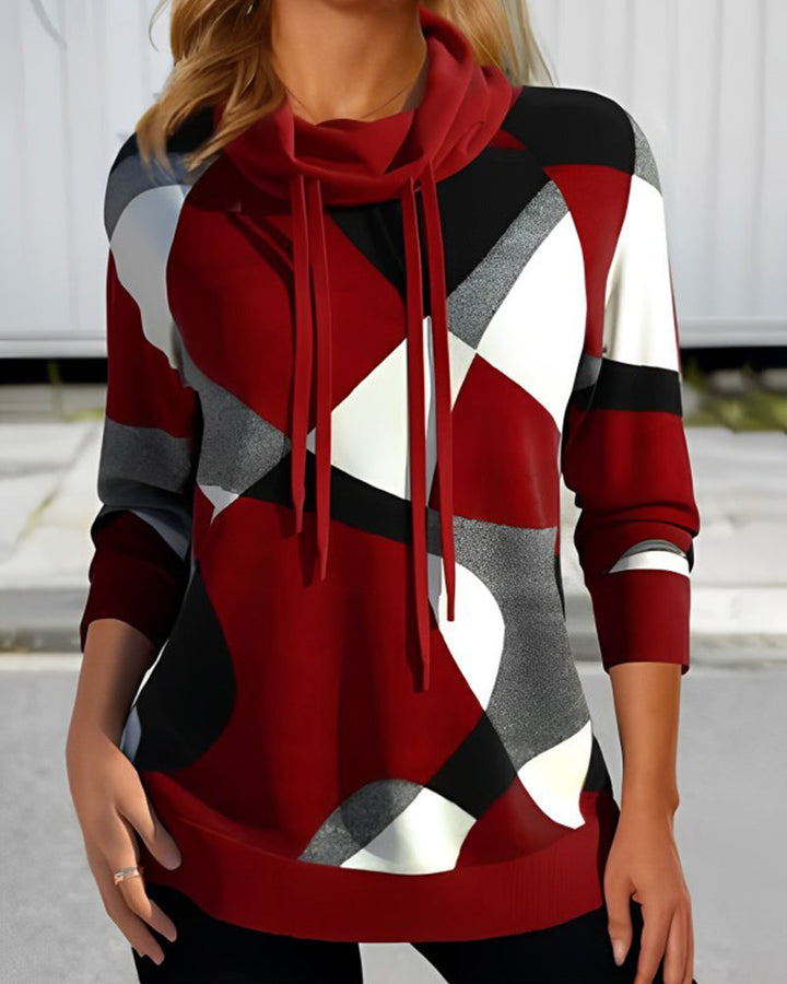 High Collar Sweater – Lorina-Red-S-State of Style
