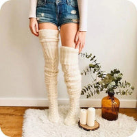 High Knitted Wool Women's Socks - WarmWool-Grey-State of Style