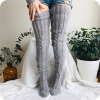 High Knitted Wool Women's Socks - WarmWool-Grey-State of Style