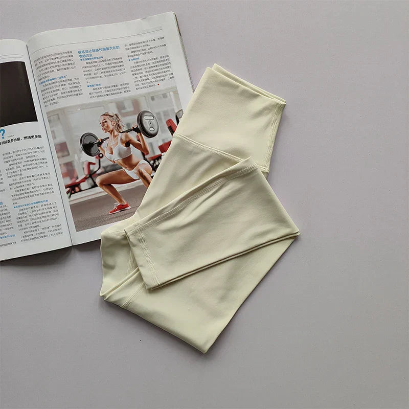 High Waist Hip Lift Yoga Legging - Aria-Beige-S-State of Style