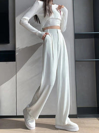 High Waist Loose Pants | Women's Relaxed Fit Trousers-White-36-State of Style