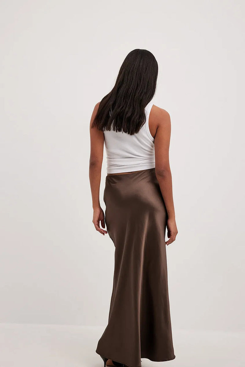 High Waist Satin Skirt – Leona-Black-S-State of Style