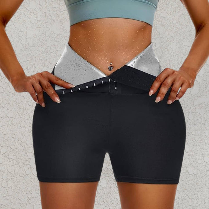 High Waist Sauna Sweatpants with Waist Trainer - SweatSculpt-Black/Blue-S-State of Style