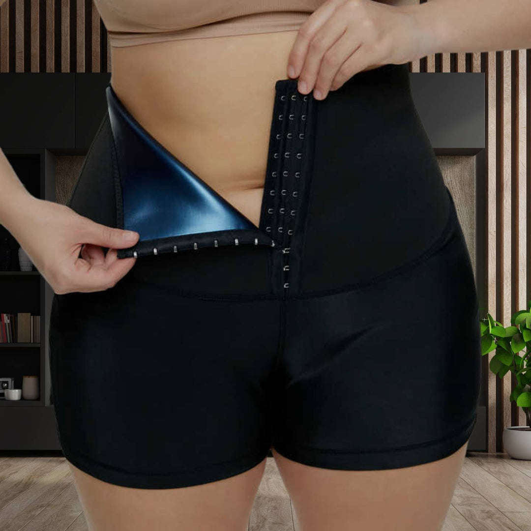 High Waist Sauna Sweatpants with Waist Trainer - SweatSculpt-Black/Blue-S-State of Style