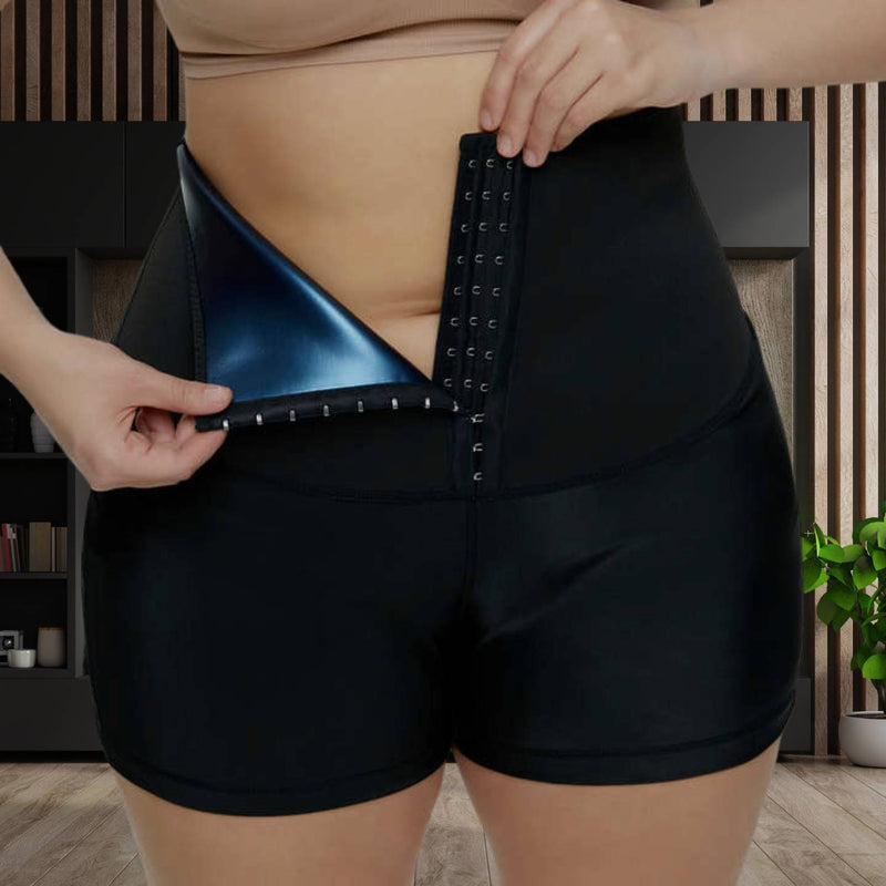 High Waist Sauna Sweatpants with Waist Trainer - SweatSculpt-Black/Blue-S-State of Style